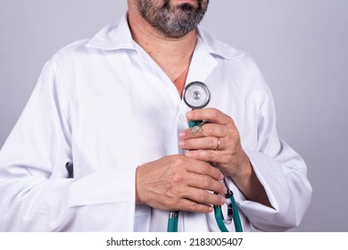 Senior Attractive Brazilian Doctor In A White Coat, No Face