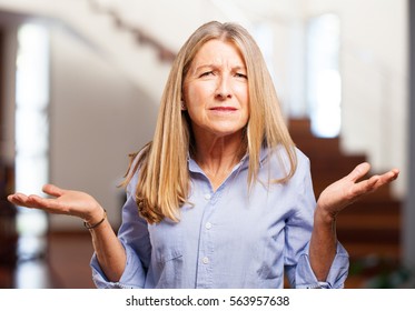 Senior Beautiful Woman Confused