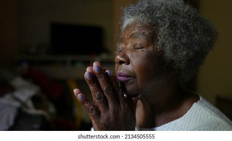 A Senior Black Woman In Meditation