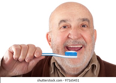 Senior Brushing Teeth