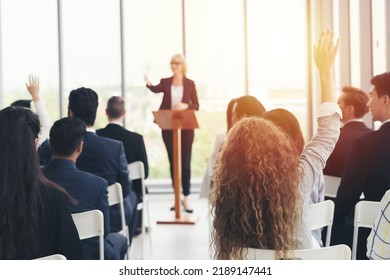 Senior business woman talking at podium speaker. Business people meeting at business conference room - Powered by Shutterstock