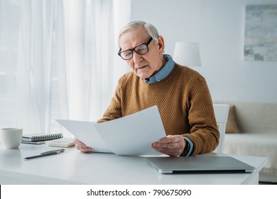 Senior Businessman Working With Report Papers