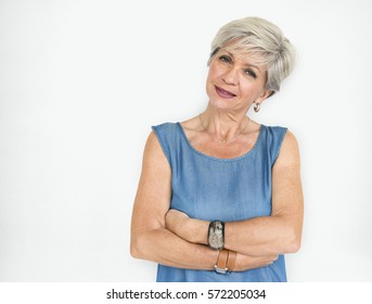 Senior Caucasian Woman Folding Arms