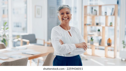 Senior, ceo or face of a woman in leadership with pride, success or growth mindset in a office building. Portrait, mentor or executive manager with business experience, marketing knowledge or vision - Powered by Shutterstock