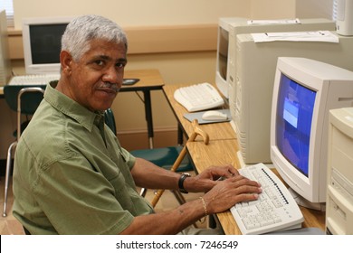 Senior Citizen Learning Computer Skills