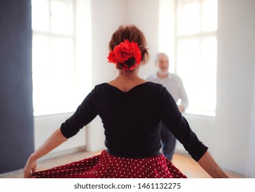 Senior Couple Attending Dancing Class In Community Center.