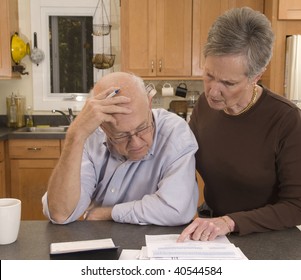 Senior Couple Concerned About Paying Bills