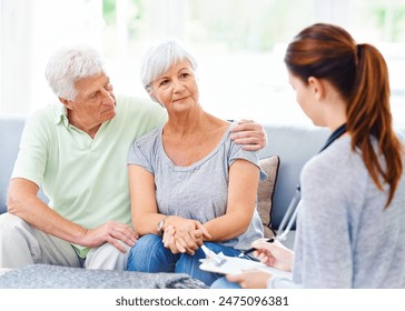 Senior, couple and consultation with therapist for advice in counseling for mental health and support. Psychologist, help and mature people in retirement with therapy for communication in marriage - Powered by Shutterstock