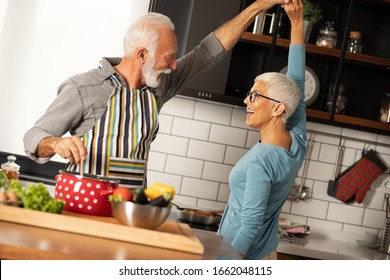 Senior Couple Dance In Their Kitchen Never Too Old To Have Fun 