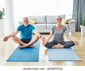 Senior couple exercise together at home health care  - Powered by Shutterstock