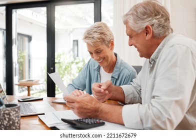 Senior couple, finance and investment or paying their bills at home. Married man and woman use calculator, checking their budget and retirement plan. Smiling mature people planning for future pension - Powered by Shutterstock