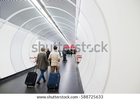 Similar – Man in tunnel (2) Movement