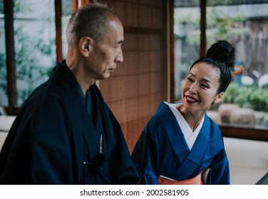 Senior couple lifestyle moments in a traditional japanese house - Shutterstock ID 2002581905