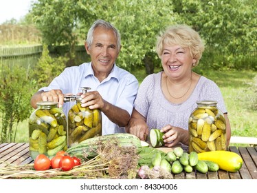 Senior Couple Making Home Made Pickles