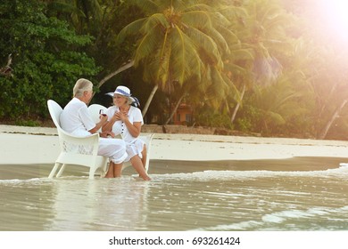 Senior couple on beach 