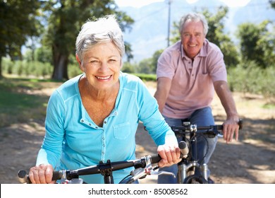 Senior couple on country bike ride