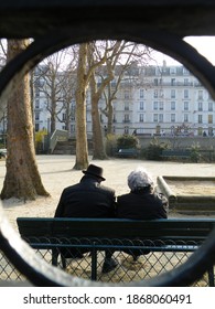 Senior Couple In Paris Public Park