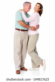 Senior Couple Portrait. Isolated On White Background.