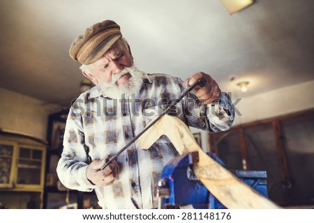 Similar – Image, Stock Photo Carpenter in his workshop