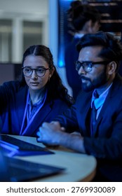 Senior cybersecurity analyst executing digital forensic investigation on network breach. Blue team specialist monitoring advanced persistent threat indicators in security operations center.