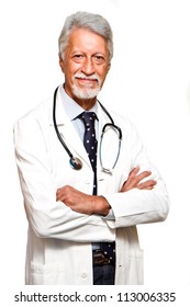 Senior Doctor On White Background