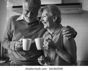 Senior Drink Tea Coffee Kitchen Happiness - Powered by Shutterstock