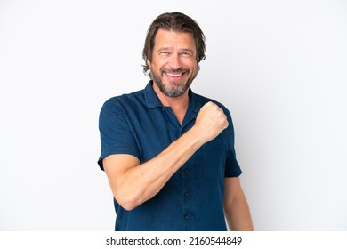 Senior dutch man isolated on white background celebrating a victory - Powered by Shutterstock