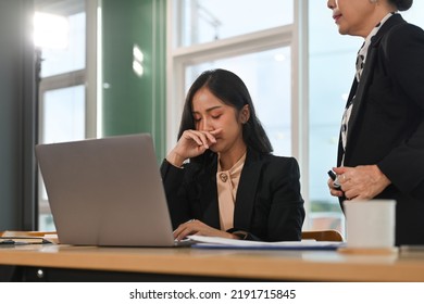 Senior Female Executive Manager Blaming Employee For Mistake Or Failure.