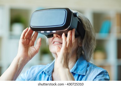 Senior Female In Vr Headset