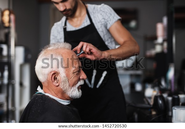 Senior Good Looking Man Haircut Hairdressers Stock Photo Edit Now