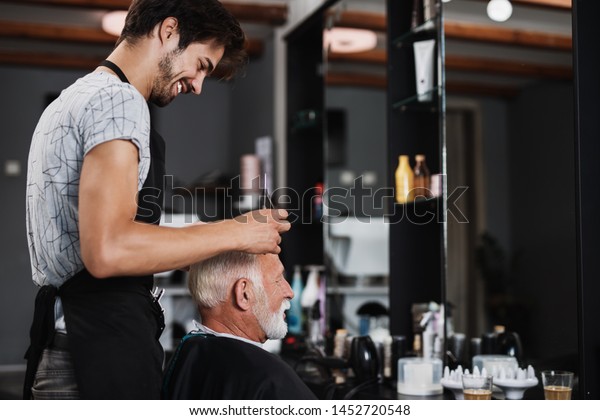 Senior Good Looking Man Haircut Hairdressers Stock Photo Edit Now