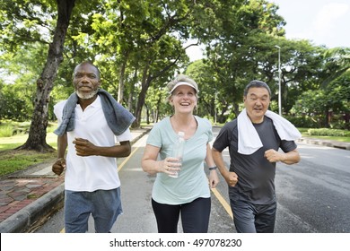 Senior Group Friends Exercise Relax Concept