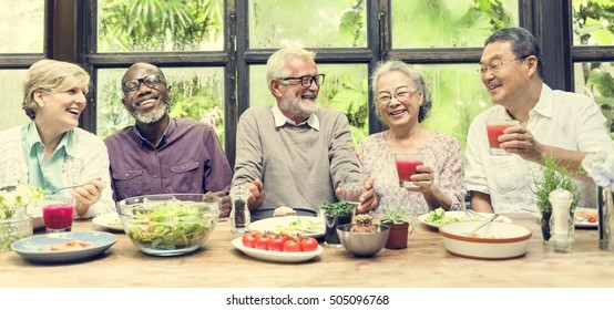 Senior Group Relax Lifestyle Dining Concept