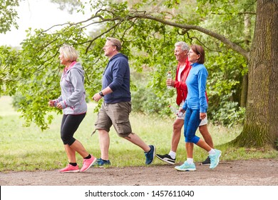 Senior Group Walking Together As Endurance Training