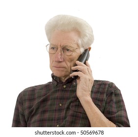 Senior Having A Serious Conversation On The Phone