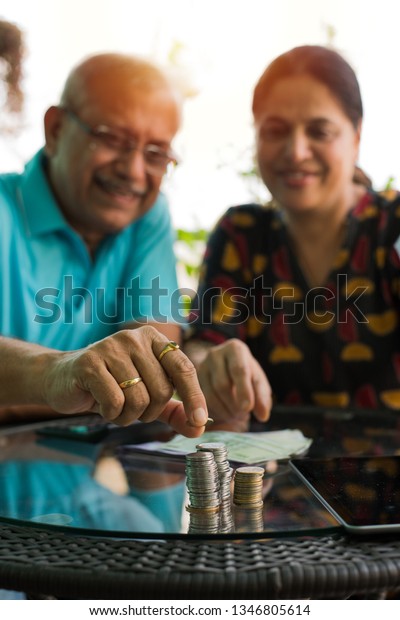 Senior Citizen Indian Couple Smiling Laughing Stock Photo 