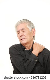 Senior Japanese Man Suffers From Neck Ache