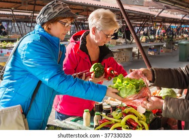 Senior Ladies At Farmers Market