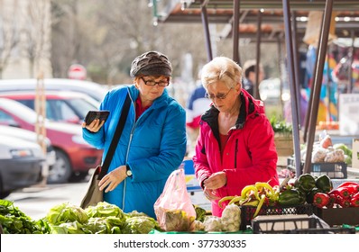 Senior Ladies At Farmers Market