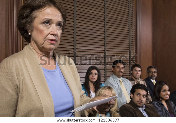 Senior Lawyer Standing Paper Courtroom People Stock Photo Edit Now