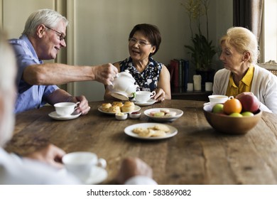 Senior Lifestyle Tea Break Togetherness