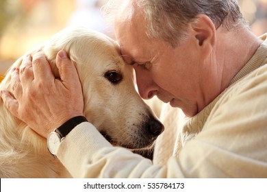 Senior man and big dog, closeup - Powered by Shutterstock
