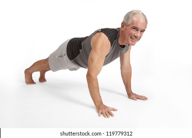 Senior Man Does Push Ups