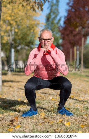 Similar – Image, Stock Photo Senior Man Exercising In Park