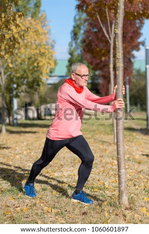 Similar – Senior Man beim Training im Park