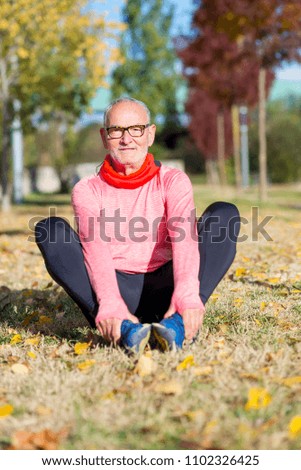 Similar – Image, Stock Photo Senior Man Exercising In Park