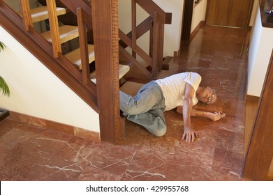 Senior Man Fell Down The Stairs