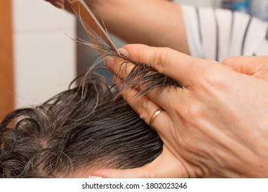 Senior Man Getting A Haircut At Home