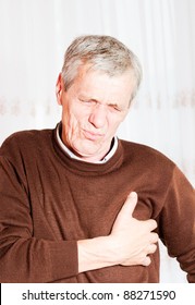 Senior Man Has A Chest Pain