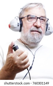 Senior Man With Headphones - Hearing Test 